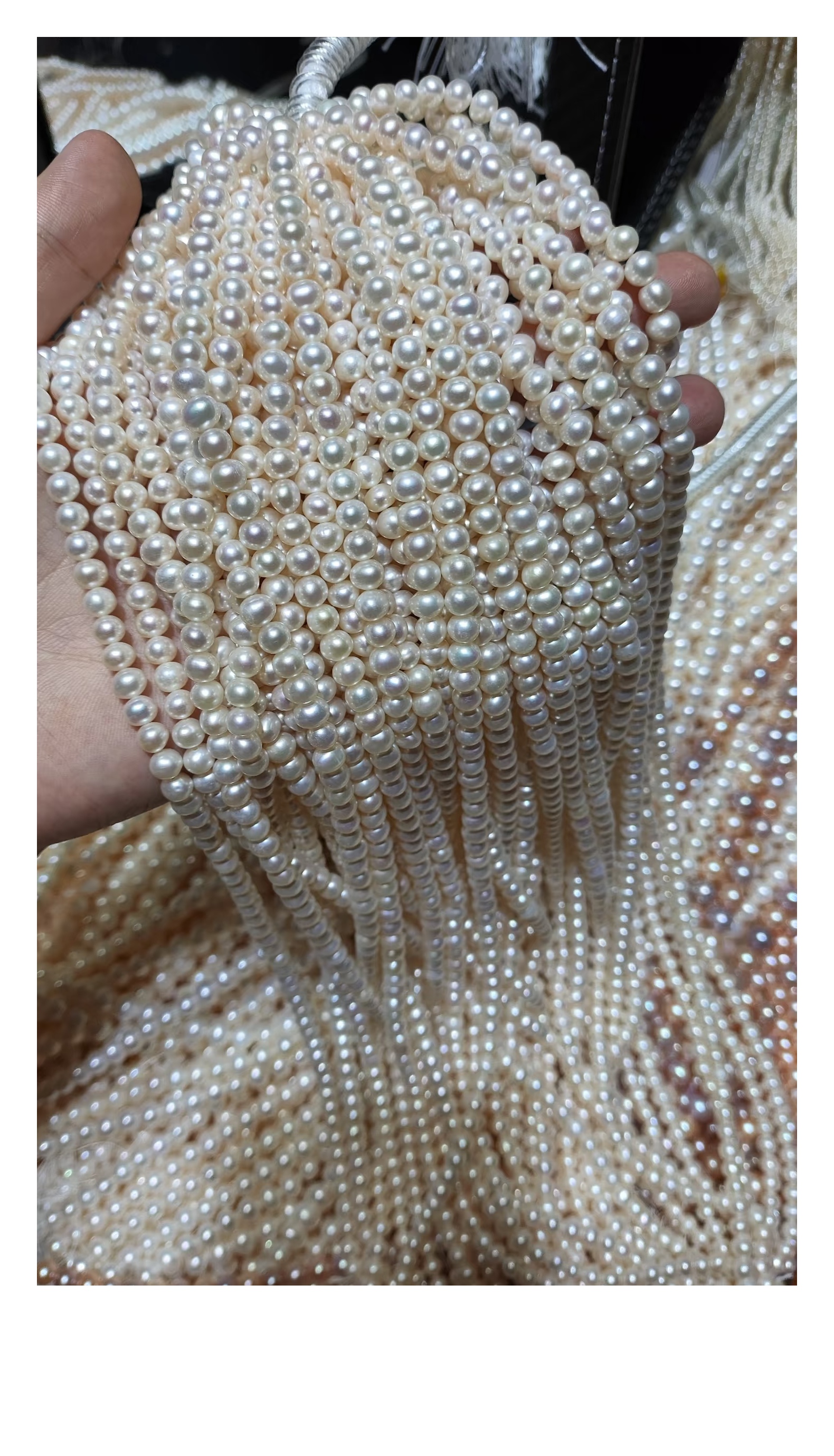 3号天然淡水珍珠项链手链耳环，可选白色粉色金色紫色系列