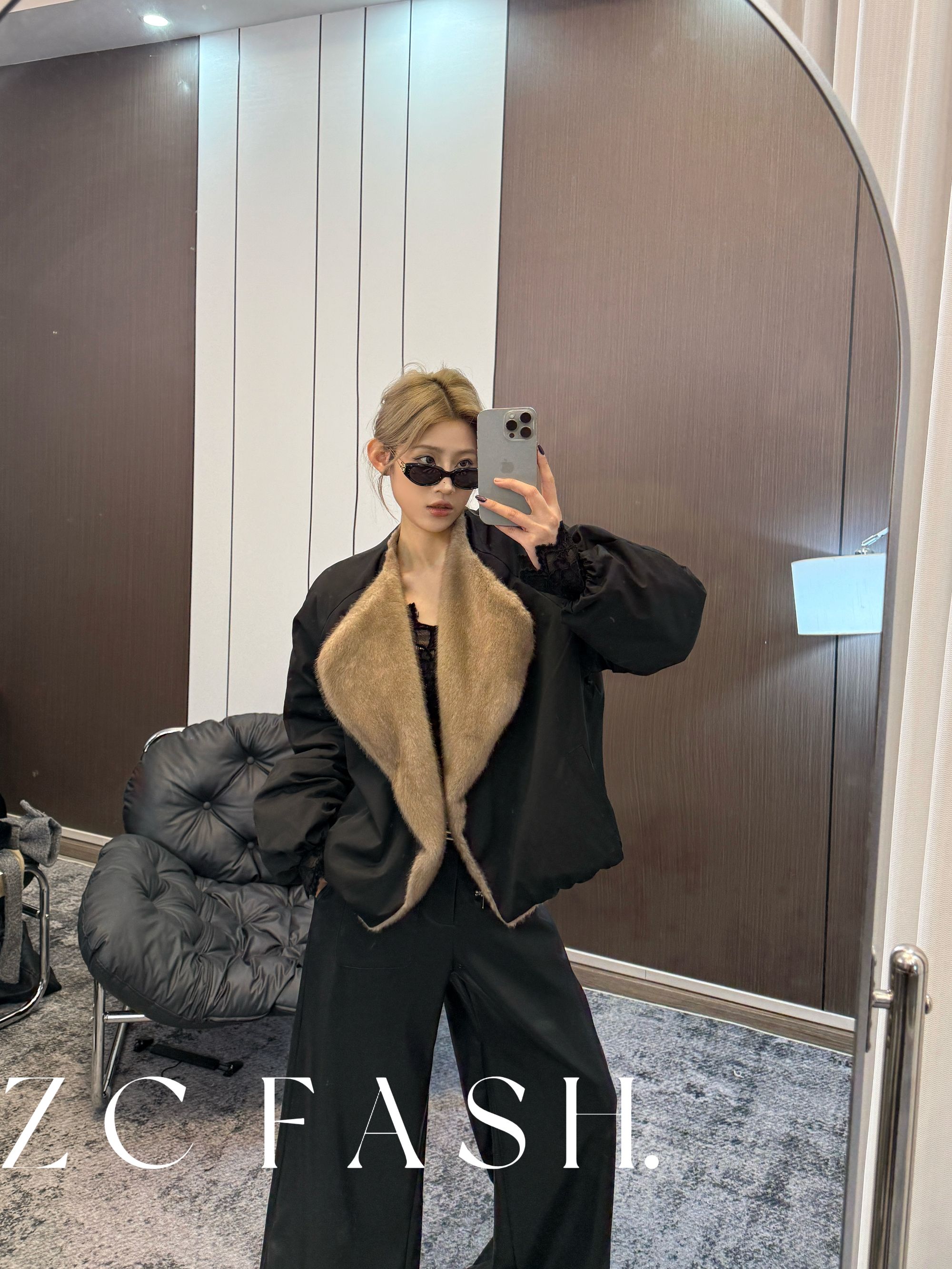 ZC-新款秋冬加厚夹棉双面穿毛毛外套-s200