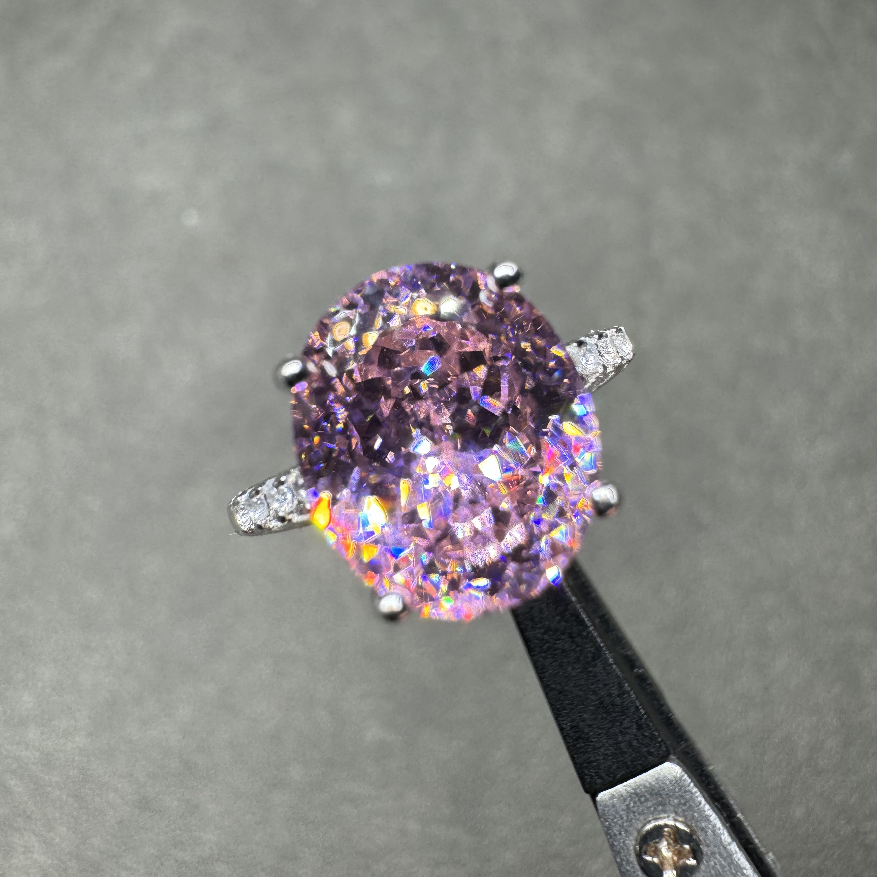 轻奢高订大鸽子蛋 10×12 樱花色粉碧玺戒指044