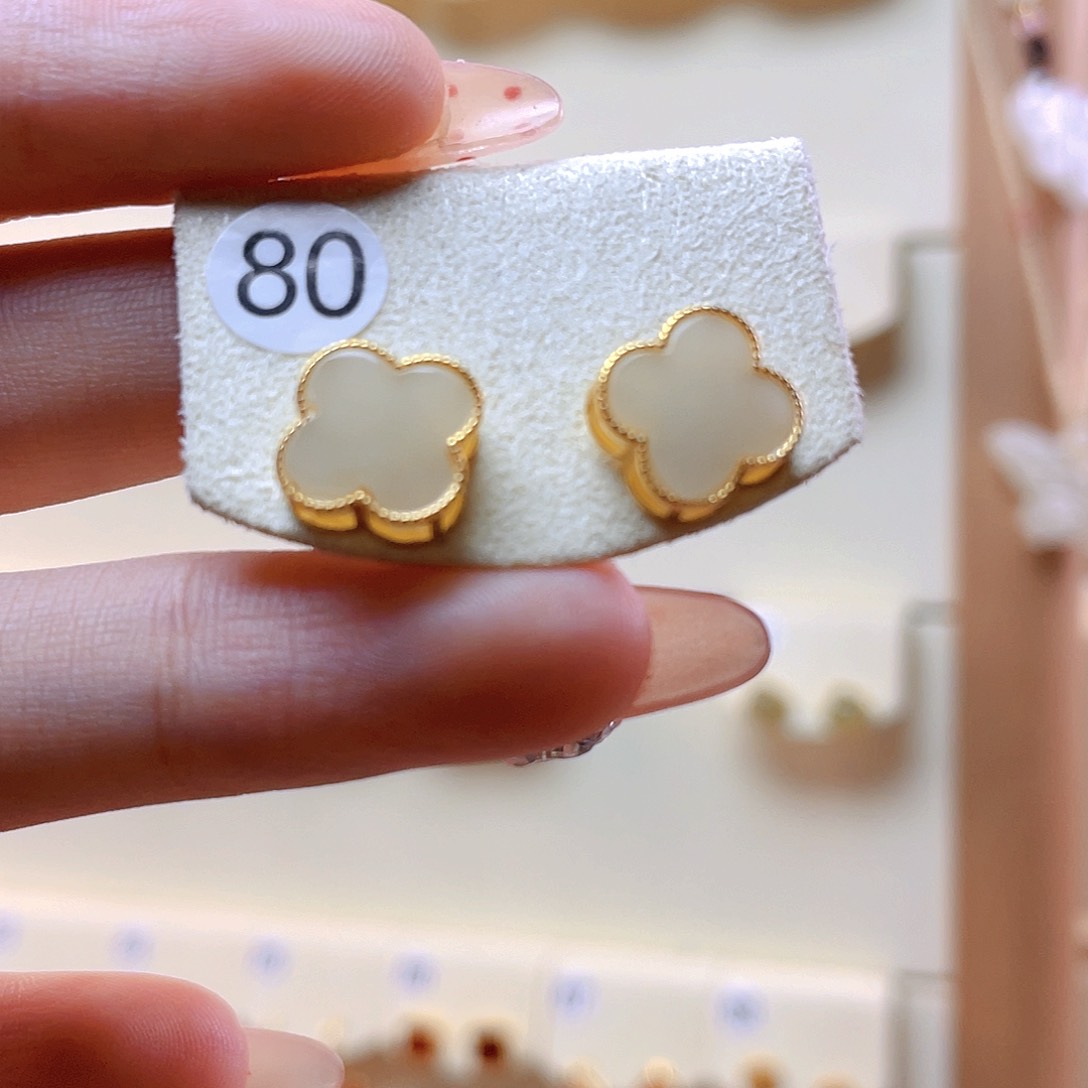 和田玉耳饰银S925镀金镶嵌