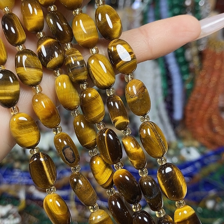 玛瑙/玉髓未镶嵌珠宝半成品天然虎眼卡8*12mm一条