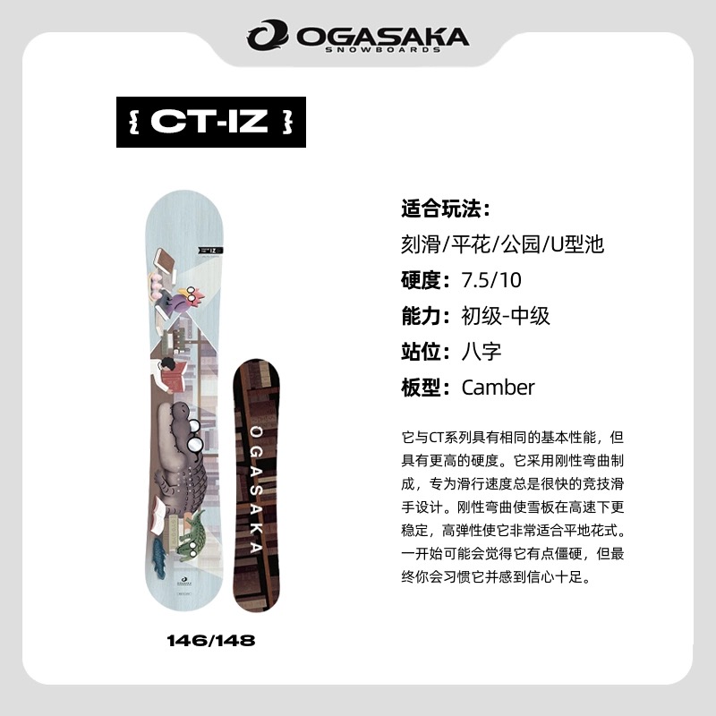 2526新款 Ogasaka滑雪板小贺FC一顺八字CT-IZ小鳄鱼全能刻滑板