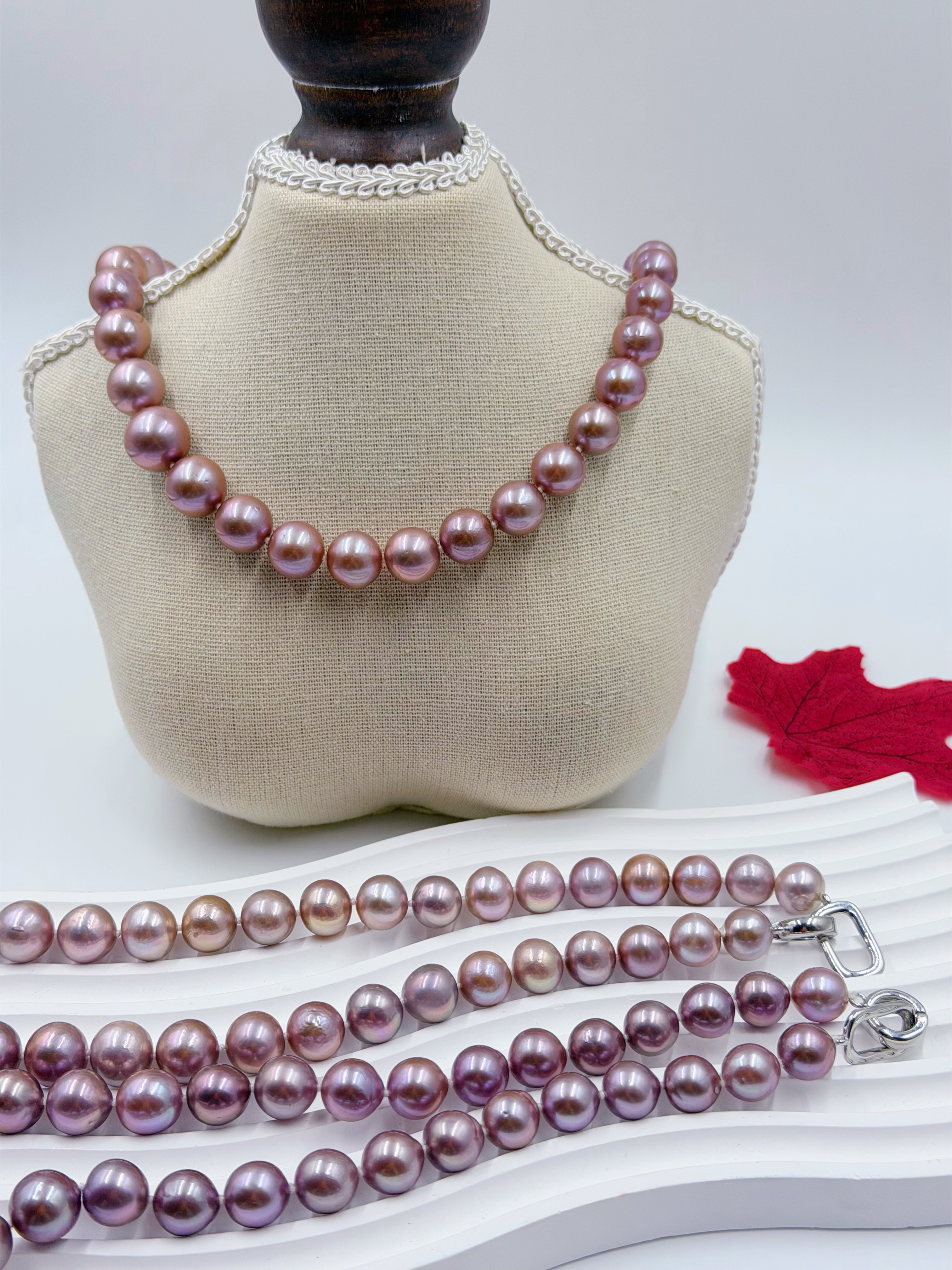 【珍珠晓艾】淡水紫珠项链(合金扣)10-13mm（多样性发一）E200