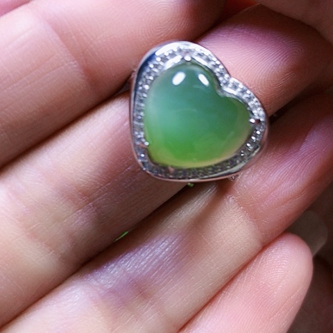 和田玉银S925镶嵌戒指