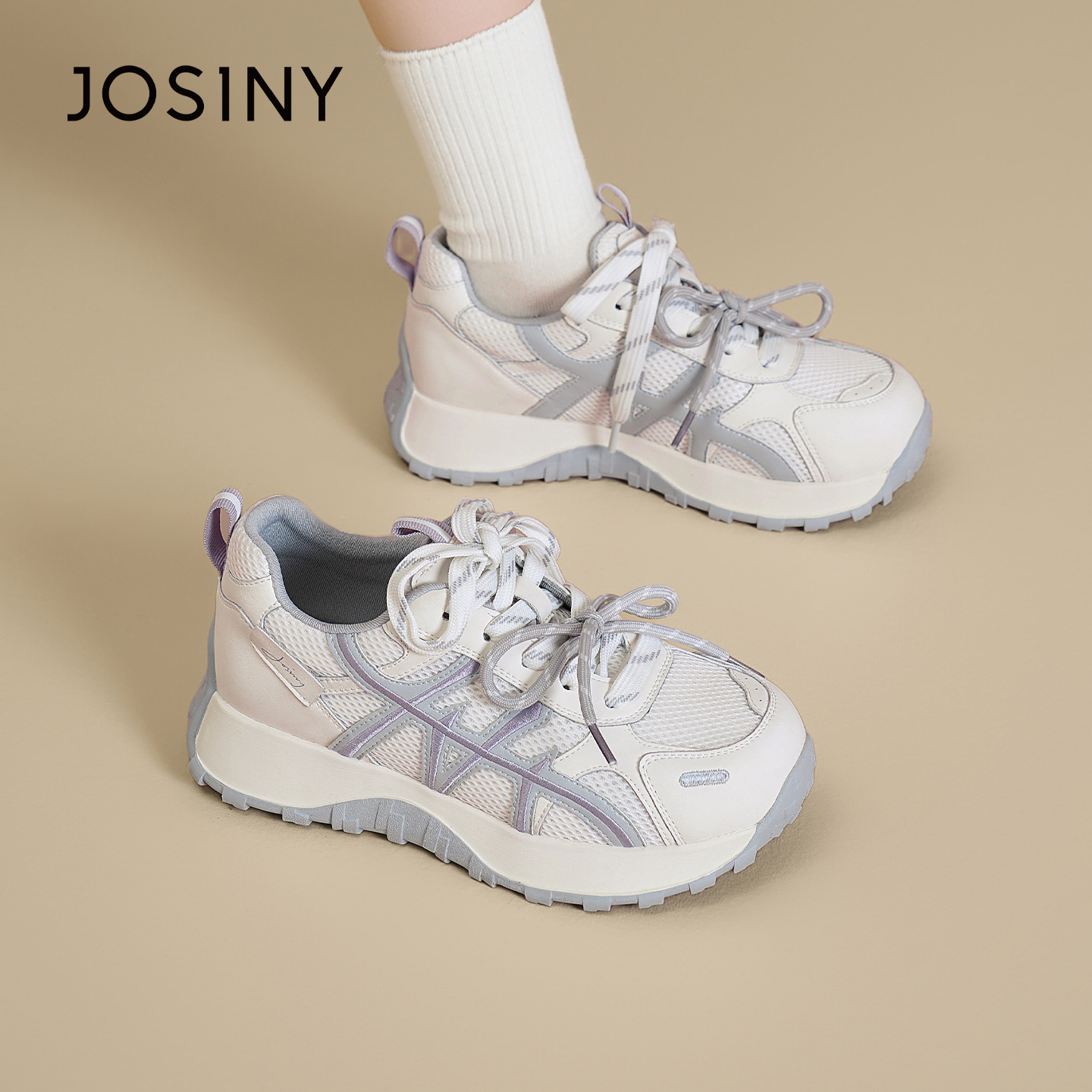 卓诗尼厚底老爹鞋2026春季新款小个子增高休闲运动鞋6J2A22061