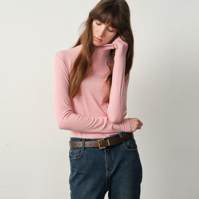 U/TI秋冬基础款高领打底衫女修身显瘦内搭长袖上衣