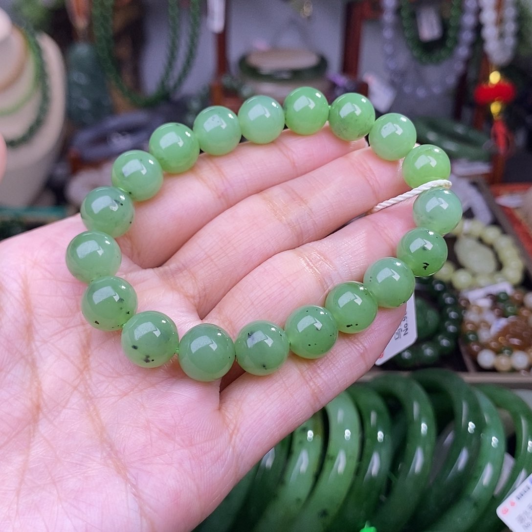 和田玉清货价乌兰海苹果手串10m未镶嵌