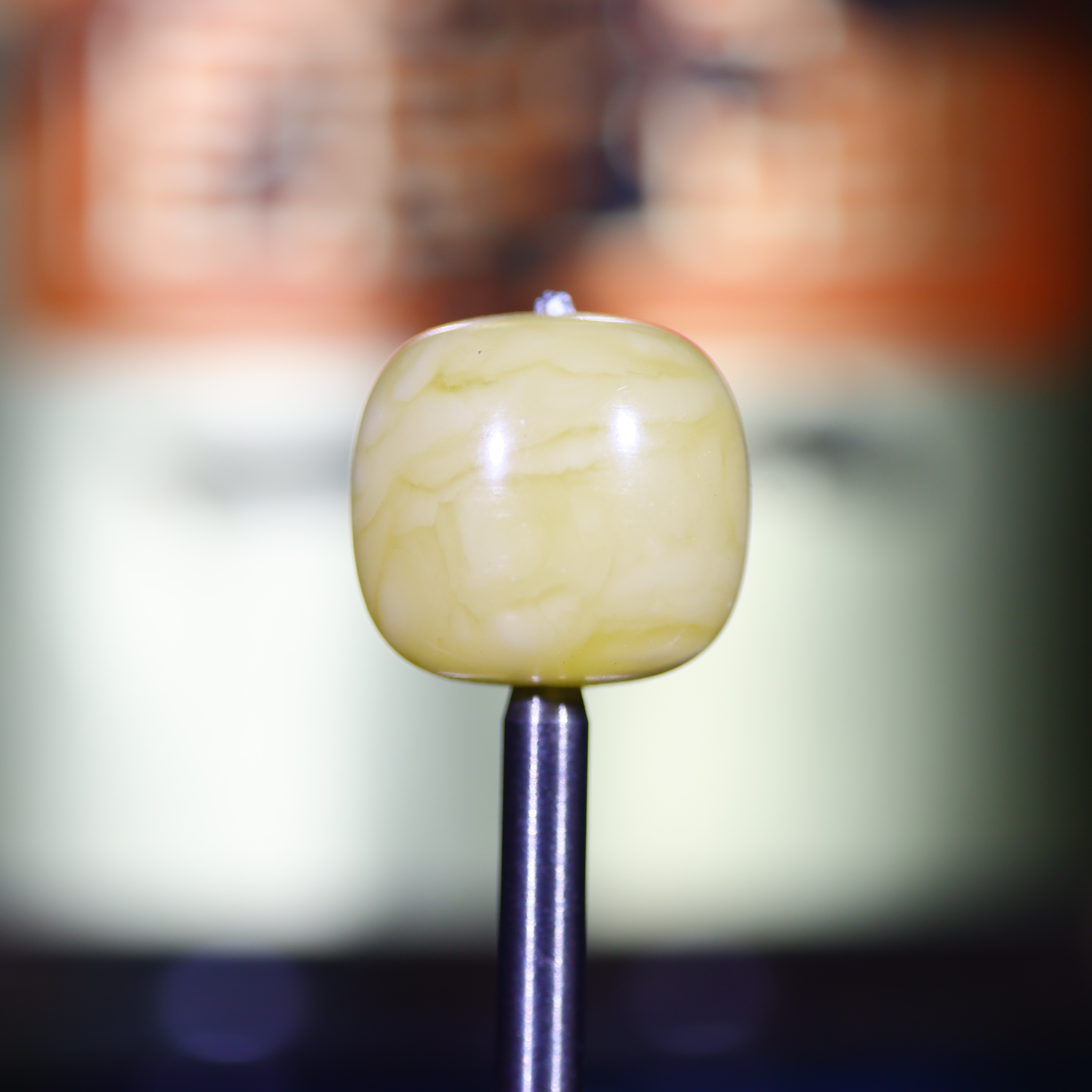 10m蜜蜡老型天然原矿一物一图满蜜白花顶珠蜜蜡配饰-A991