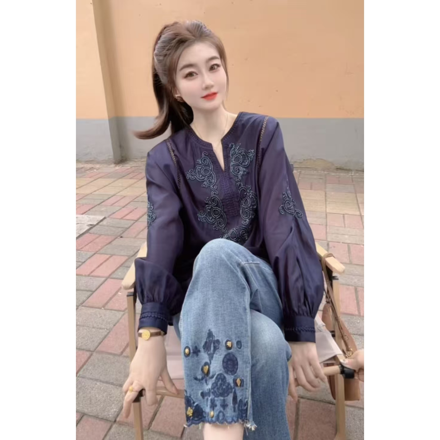 『重工花朵J』MSXZ设计显瘦百搭时尚衬衫26106