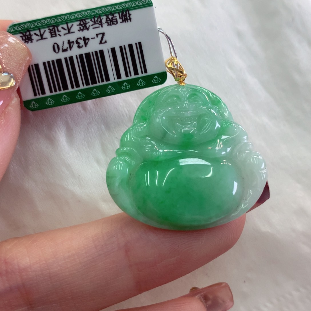 翡翠吊坠(不含链)18K金镶嵌