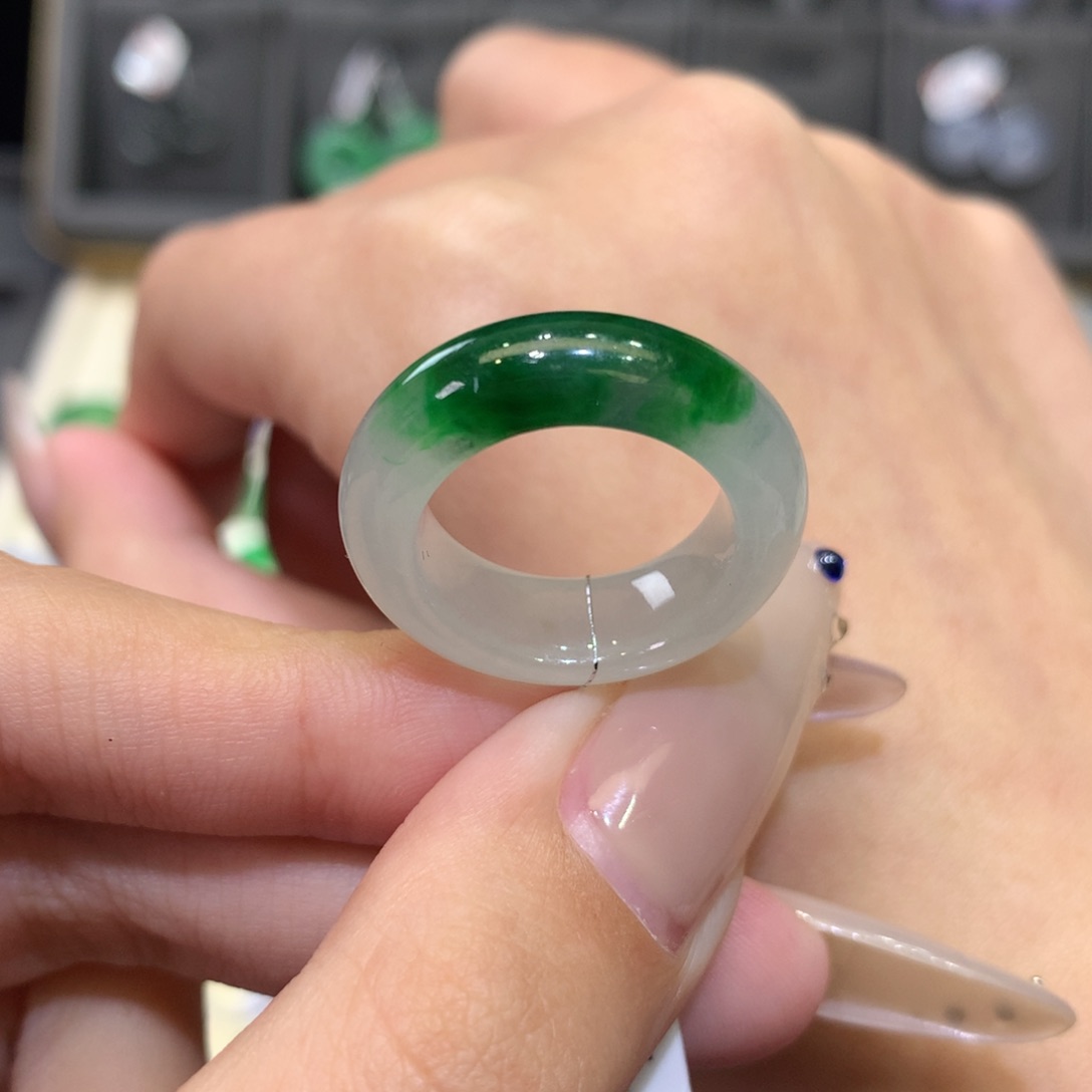 翡翠戒指未镶嵌12-13聚宝盆