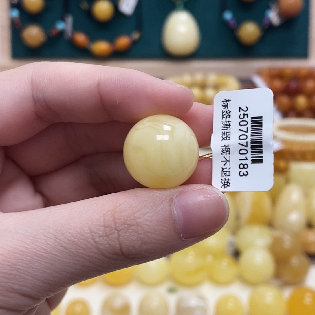 蜜蜡未镶嵌珠宝奇石18.8mm妖花圆珠 瑕