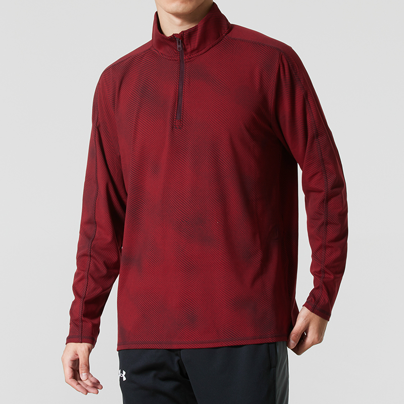 【马年红品】安德玛男士冬款长袖半拉链立领T恤跑步健身训练打底舒