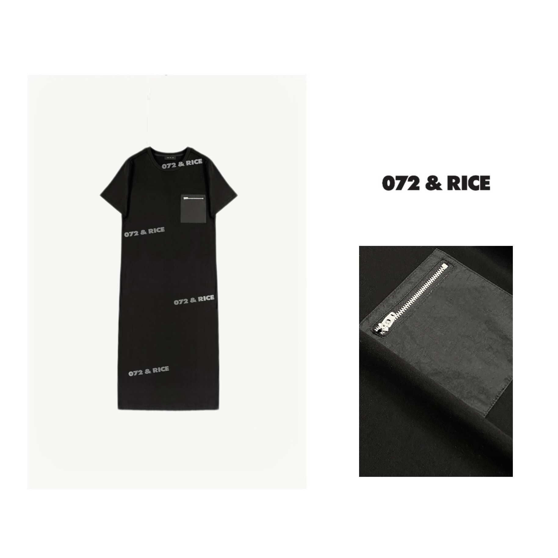 072 & RICE【口袋裙】100纯棉 圆领口袋短袖连衣裙 24S025Z FF1212