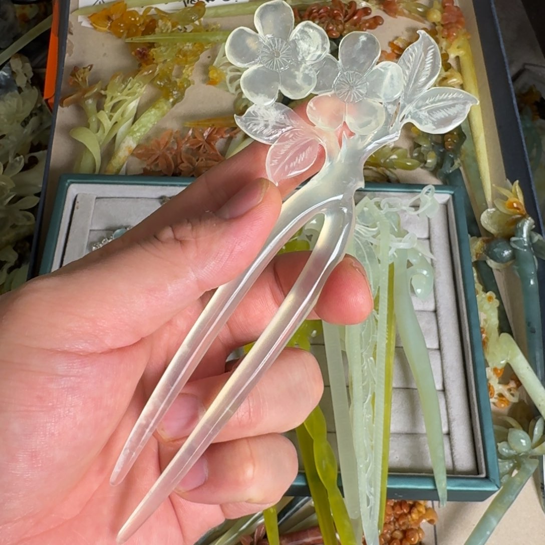 岫玉发饰未镶嵌明君玉簪就是好看