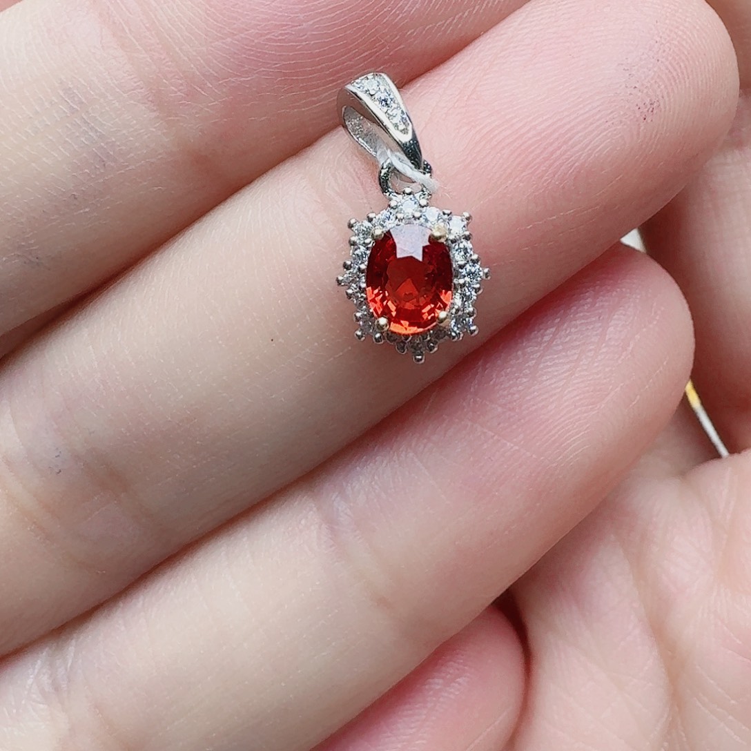 蓝宝石吊坠(不含链)银S925镶嵌吊坠