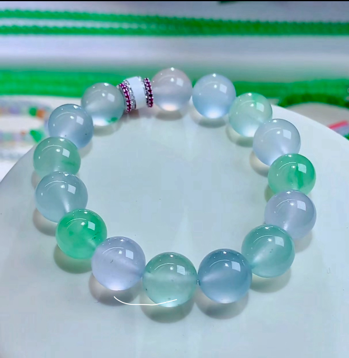 缅甸天然翡翠A货手串卡12.5mm