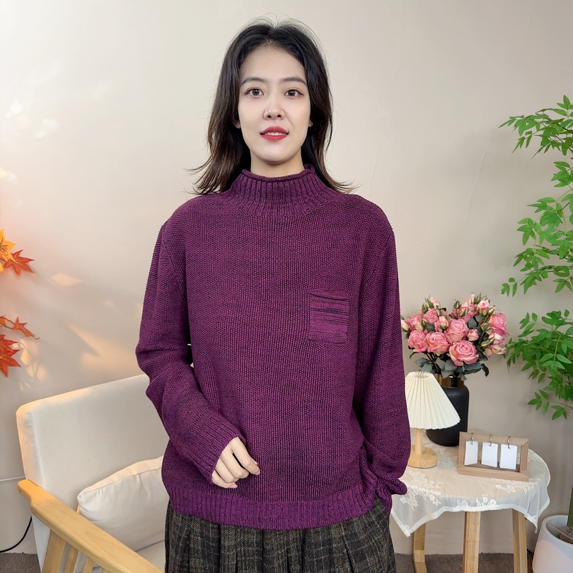2025新款时尚纯色针织衫女款毛针织衫百搭网红打底衫