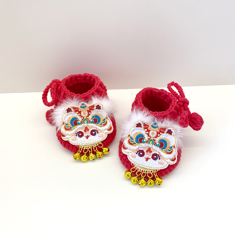 【材料包】五股牛奶棉蛇贴片宝宝鞋钩针编织满月百天周岁婴儿鞋礼物