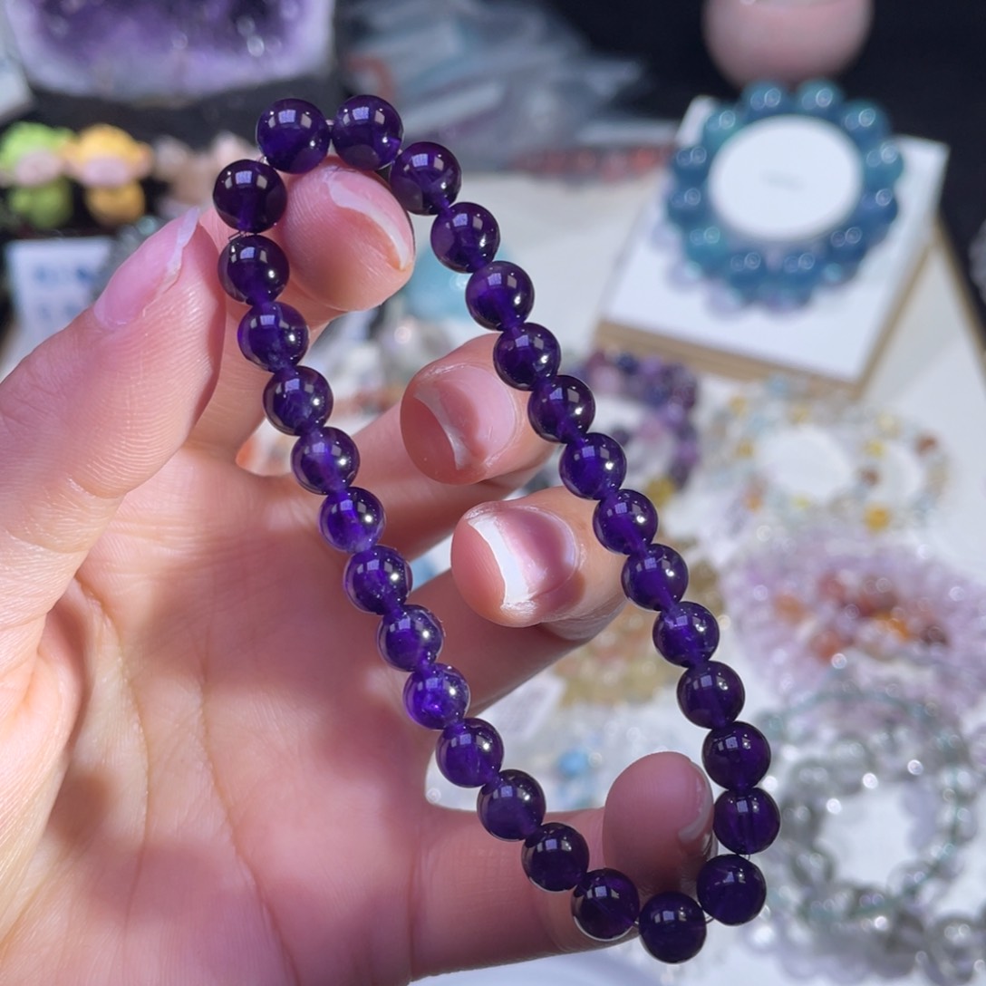 未镶嵌手链水晶乌拉圭浓郁紫水晶6+