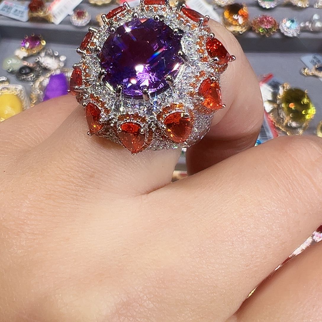 银S925镶嵌戒指紫晶