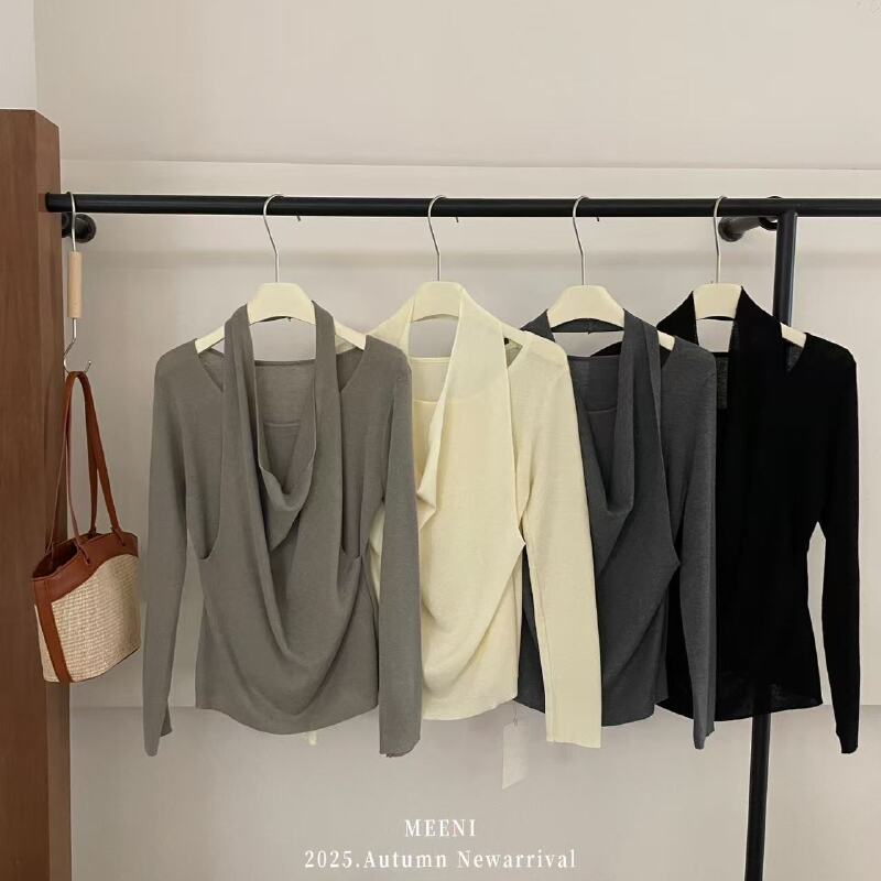 米满满-MEENI（1065#）设计感荡领挂脖上衣 kc 