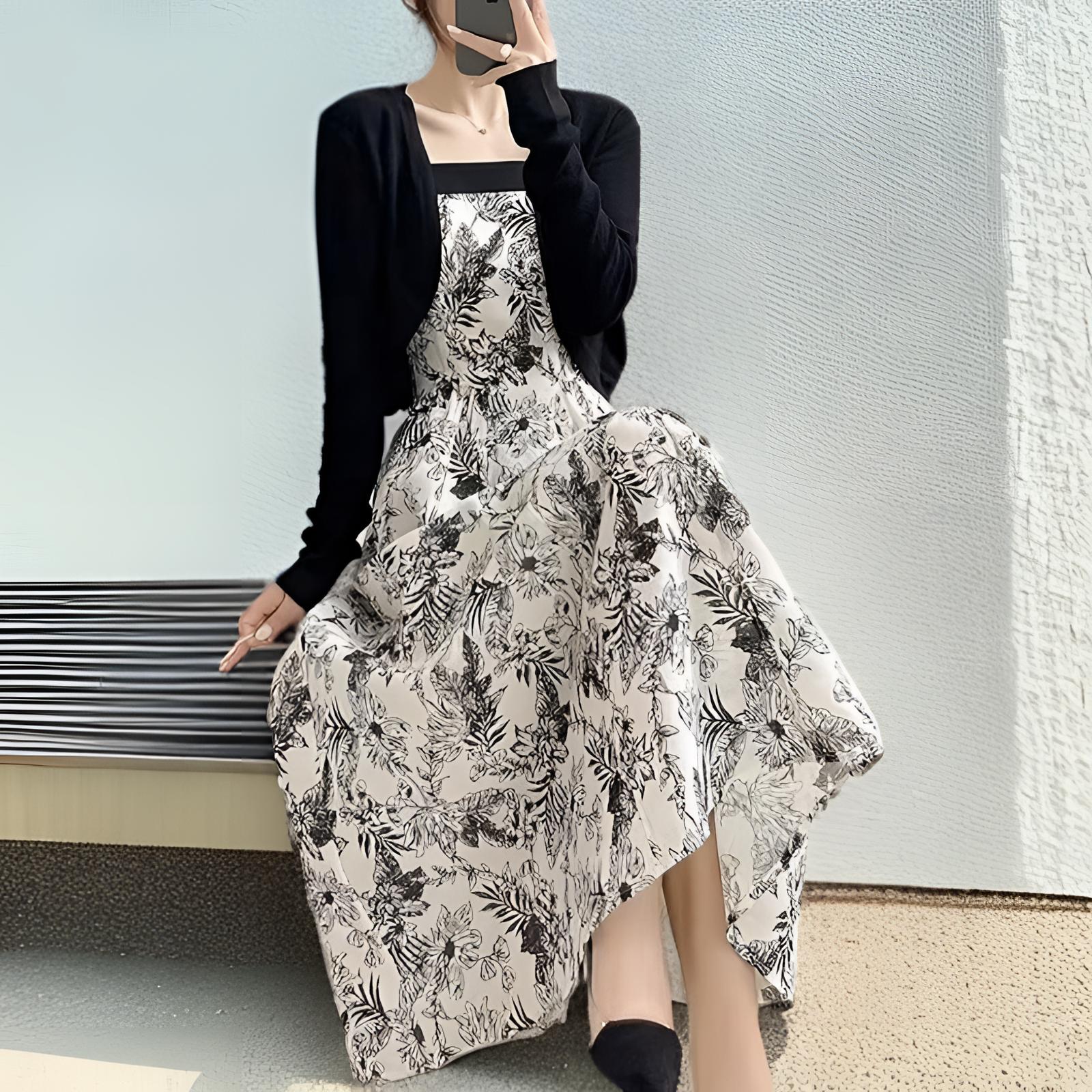 3092【木兮兮专属】2025年夏季新款气质显瘦碎花中长款连衣裙