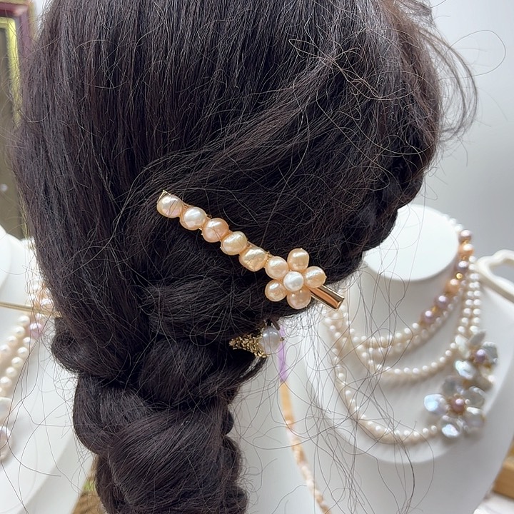 淡水珍珠发饰银S925镶嵌