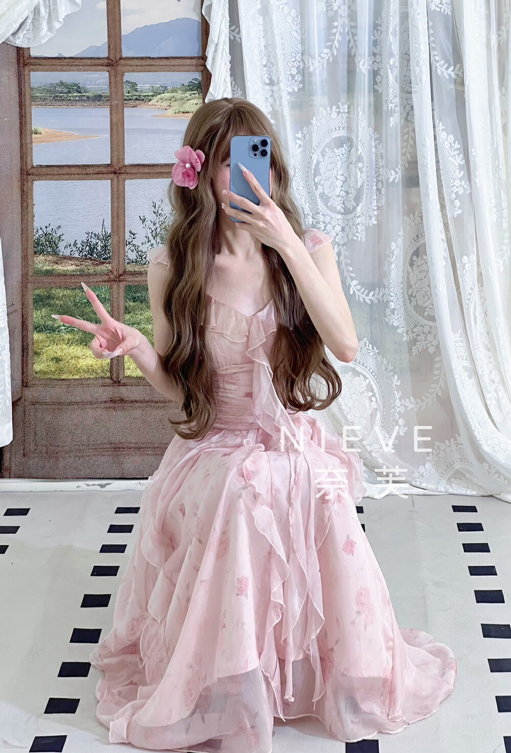 夏日度假仙气荔枝花茶碎花吊带长裙绝美小裙子连衣裙夏季吊带裙