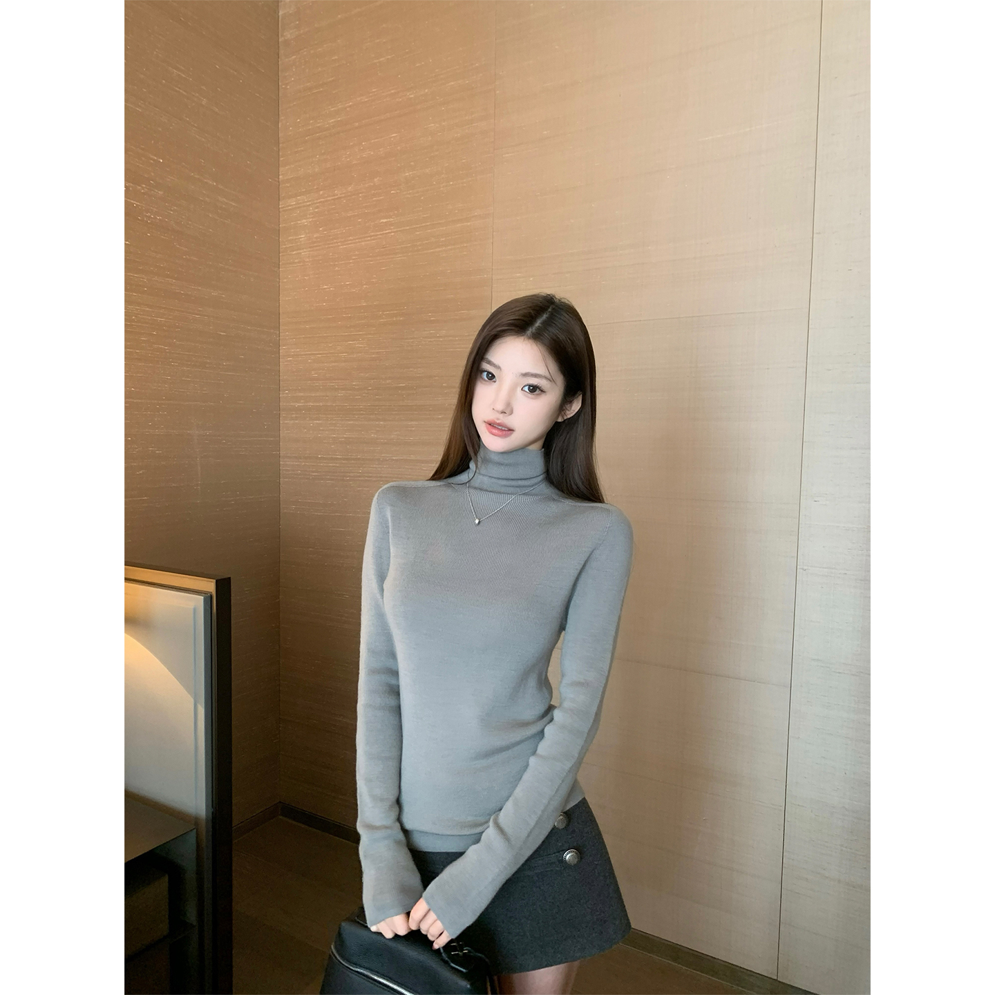 不冷BULENG 高领针织上衣女