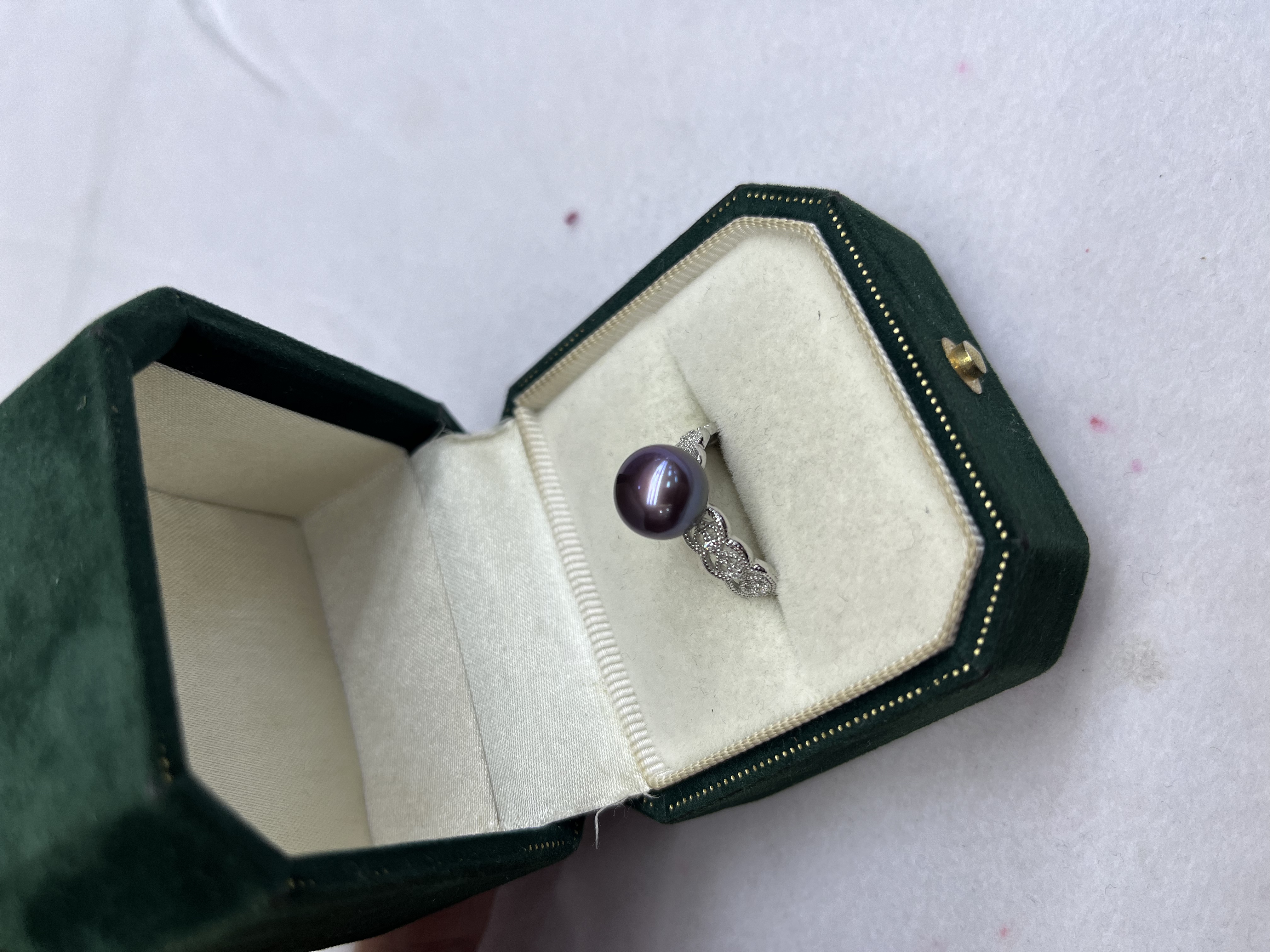 【孤品福利】天然淡水珍珠紫珠戒指9-10mm  S925银