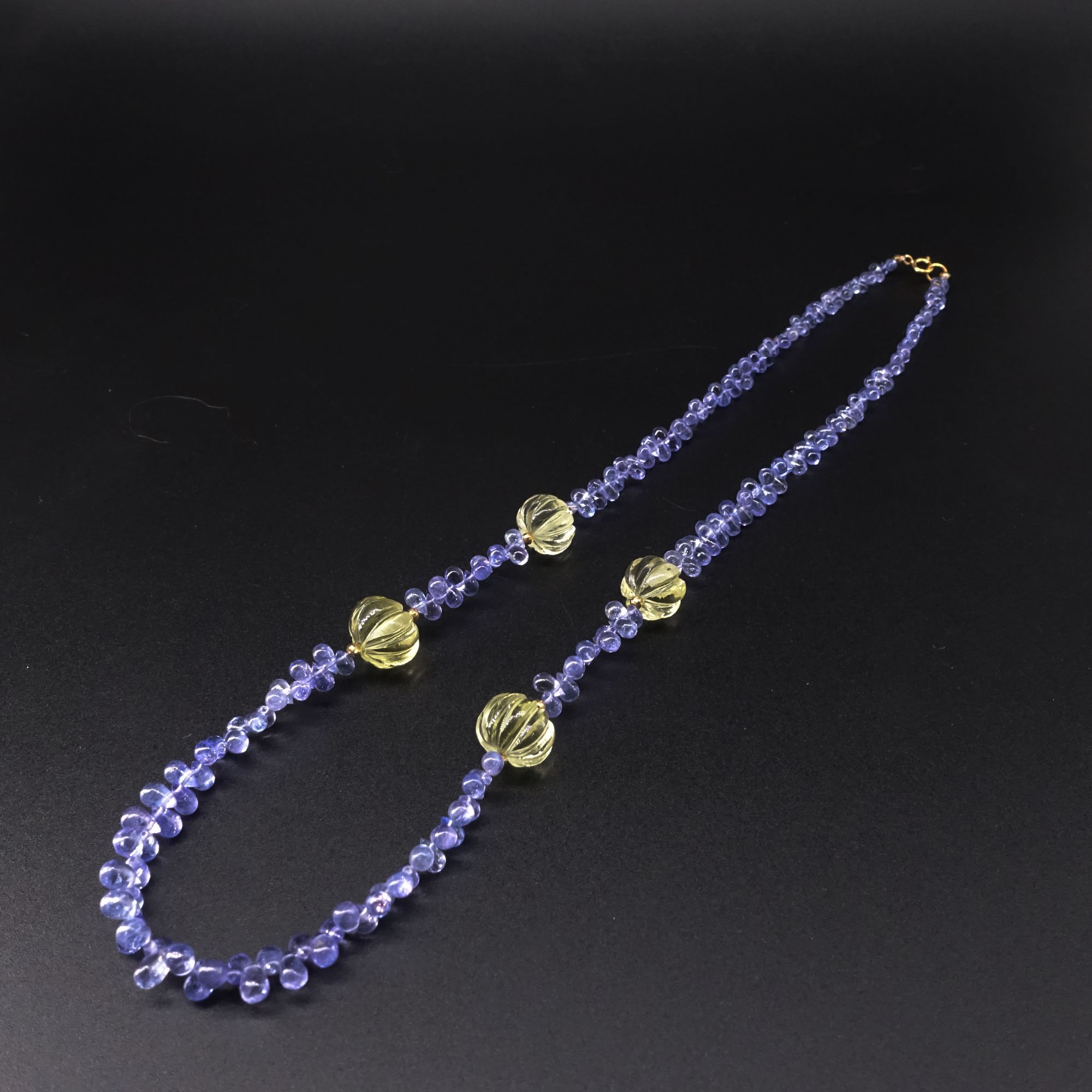 JUSTARRY【孤品秒杀】18k金天然坦桑石水滴黄水晶设计款锁骨项链