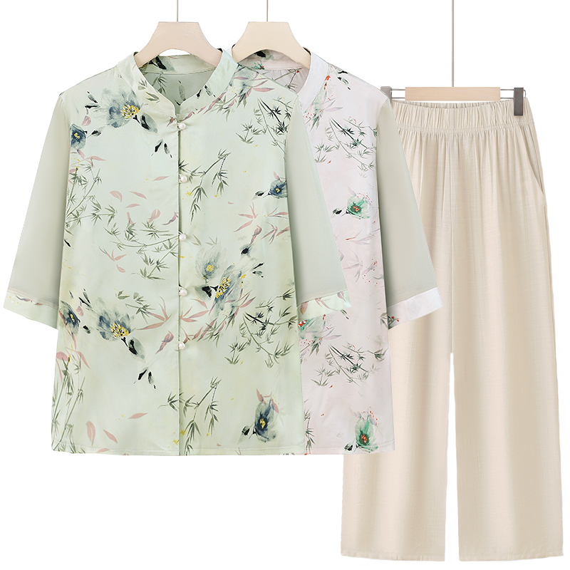 中老年人夏装女奶奶夏季衬衫60岁70妈妈装薄款衬衣老太太衣服新款