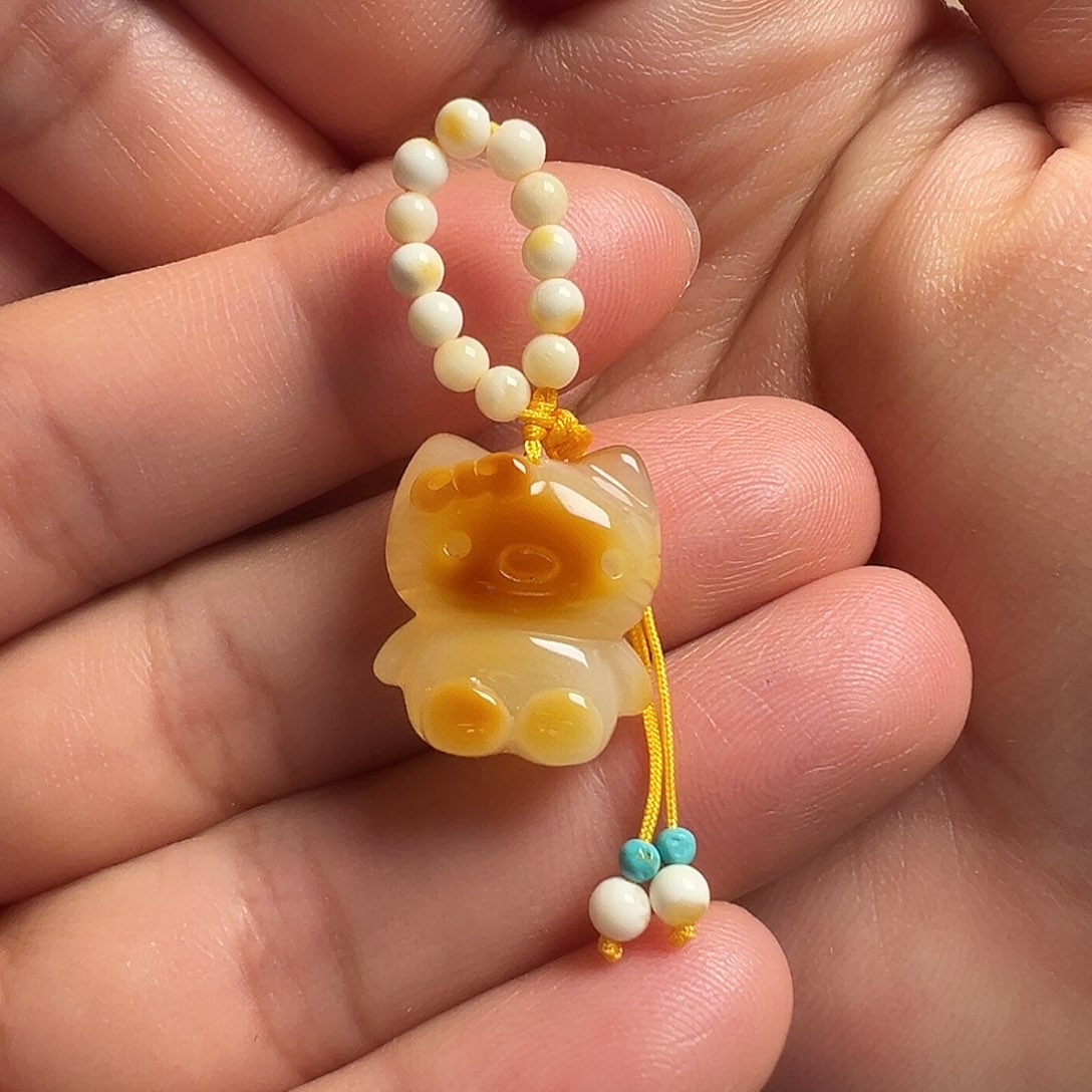 蜜蜡颈饰未镶嵌猫咪提溜