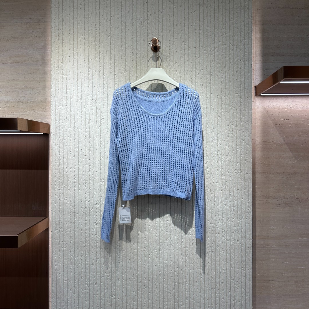 包袖不褪色冬季蓝色镂空上衣毛针织衫衫长袖