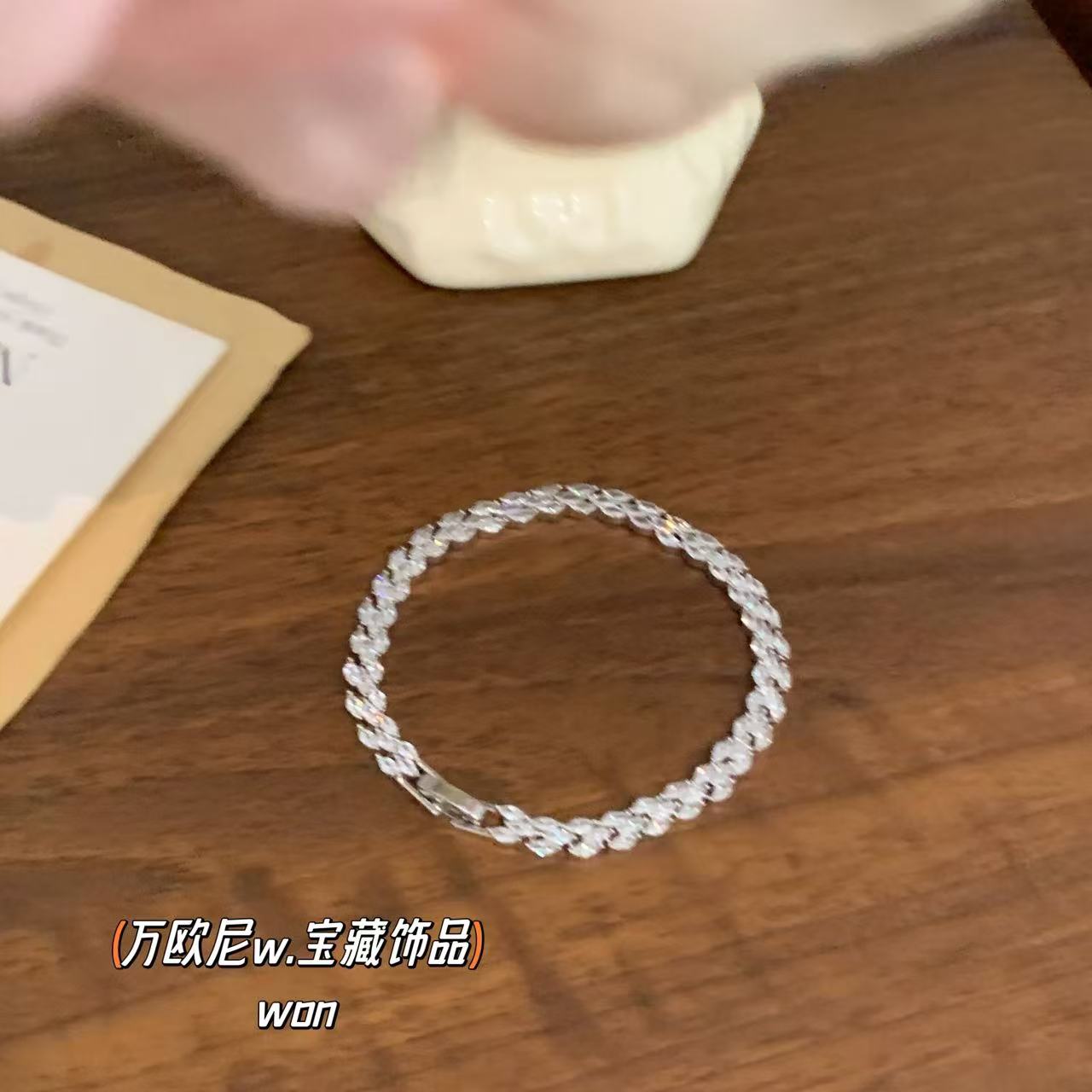 925银合成锆石手链 CHANGE x 巨闪麦穗手链 气质手工百搭主S125