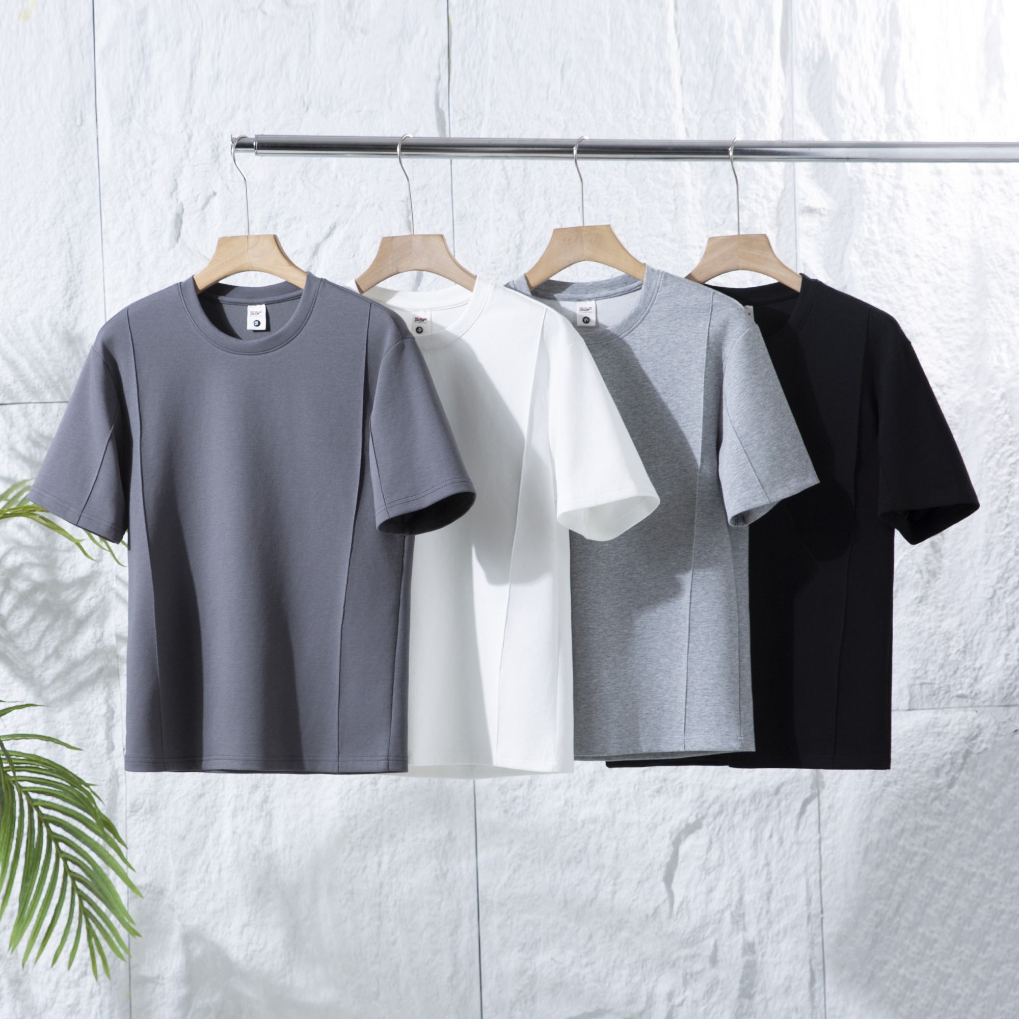 宽松夏季短袖T恤男装上衣纯色圆领T恤情侣常规款运动科技棉舒适t