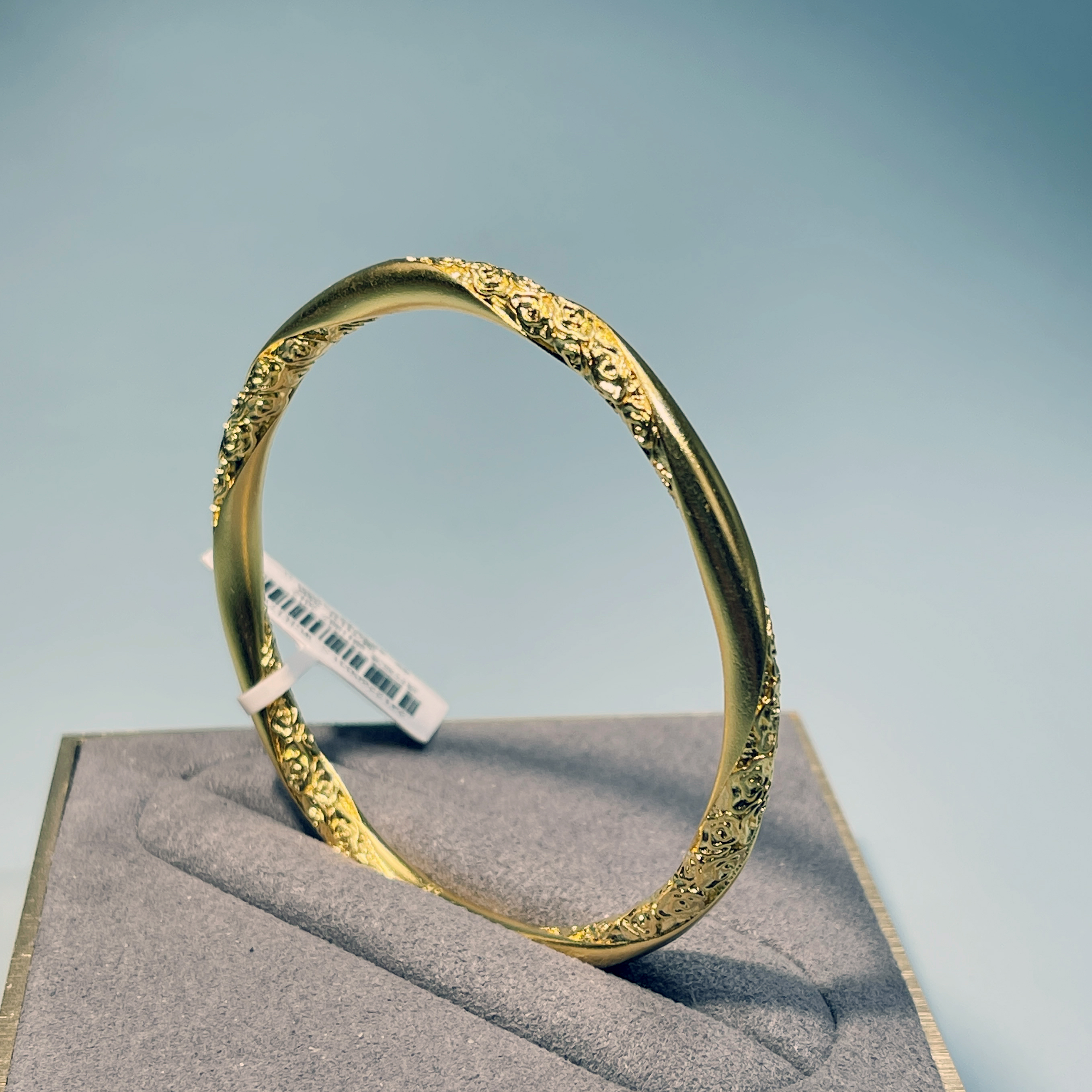 足银手镯 四面卷草纹手镯紫荆花传承素圈实心镯复古