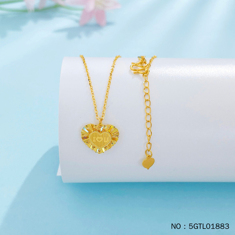 足金999 （足金999字印）5G黄金空心调节告白情书绕线爱心心形套链