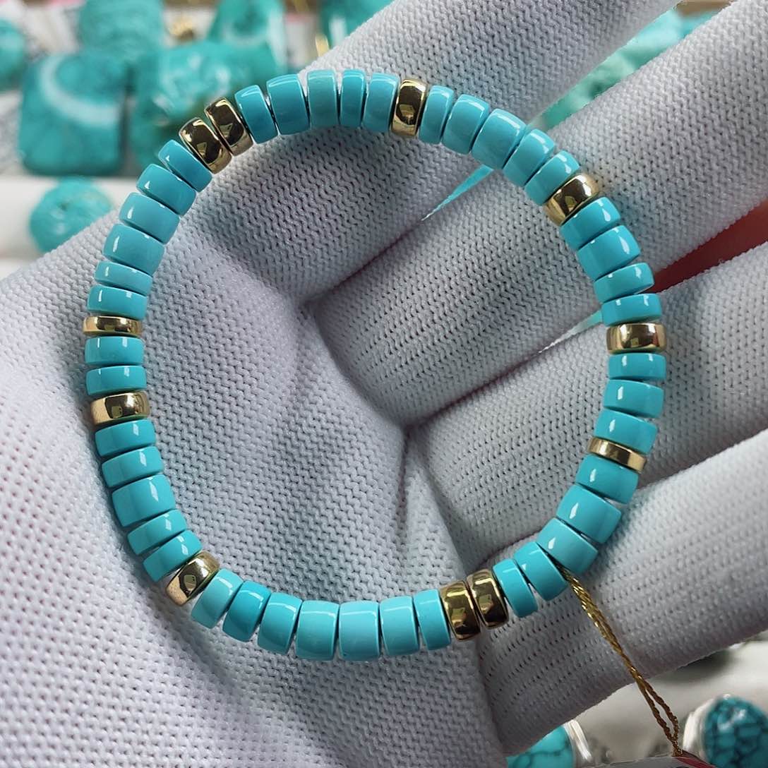 绿松石车挂18K金镶嵌