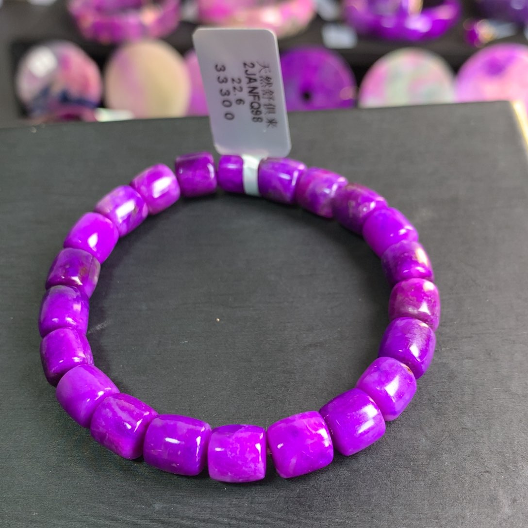 苏纪石（舒俱来）凝胶紫桶珠手串未镶嵌