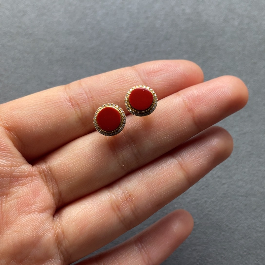 南红玛瑙配饰未镶嵌耳钉