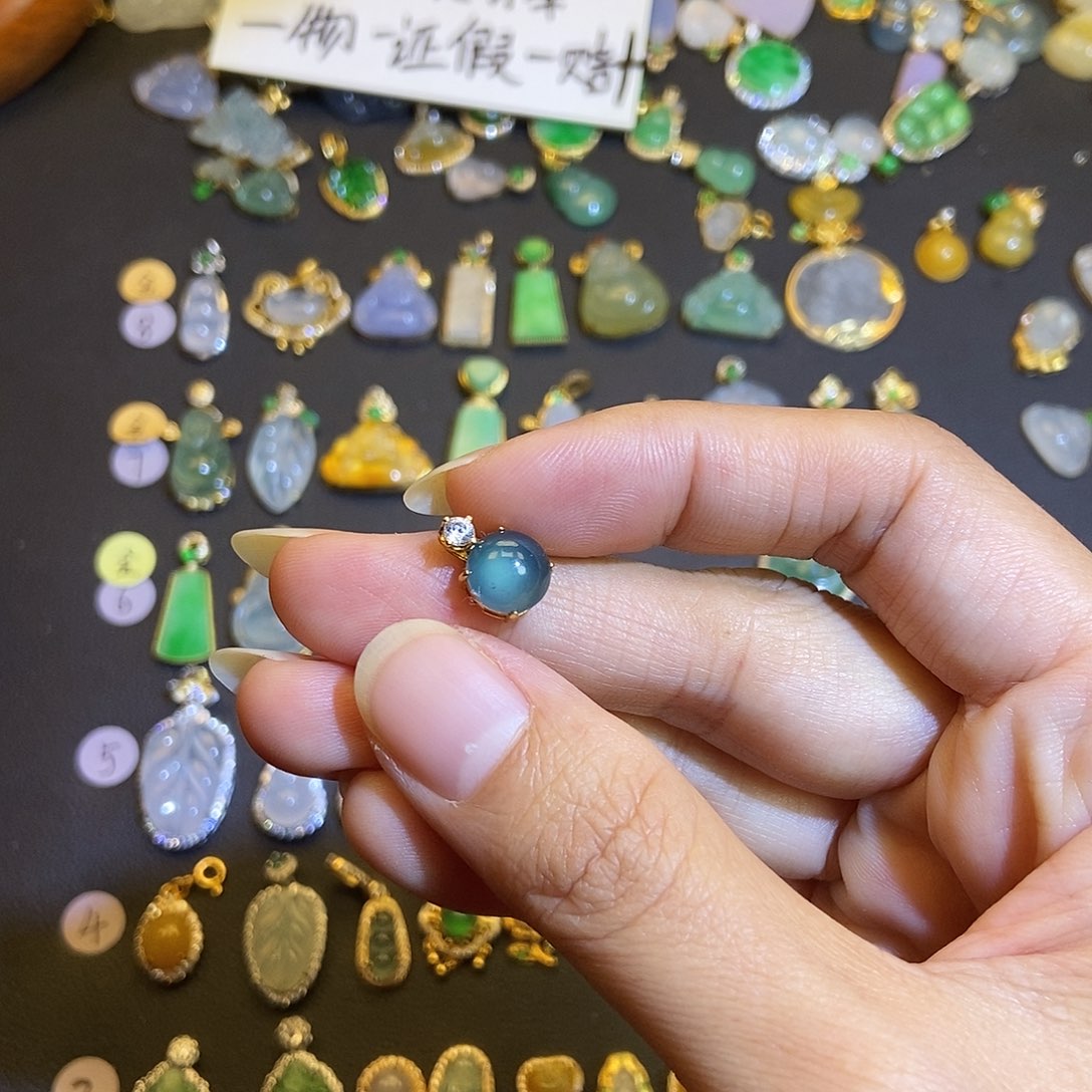 翡翠银S925镶嵌吊坠(不含链)