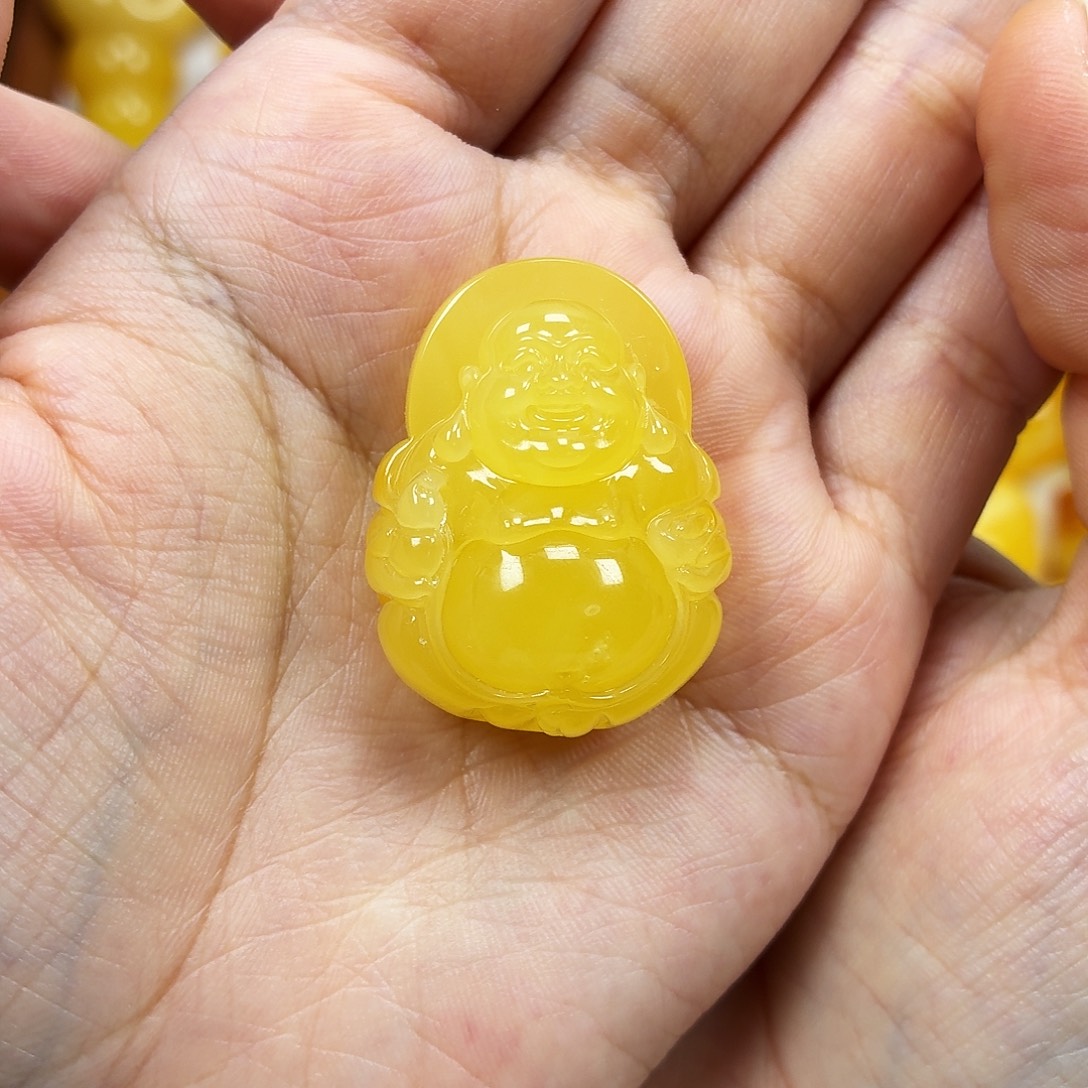 脑***疼蜜蜡颈饰未镶嵌焦皮佛公