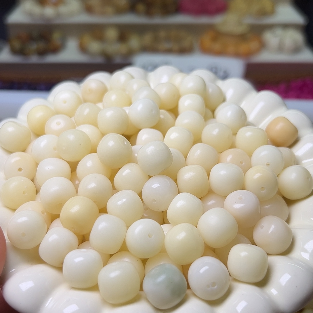 菩提根/象牙果手串卡13奶白桶200颗