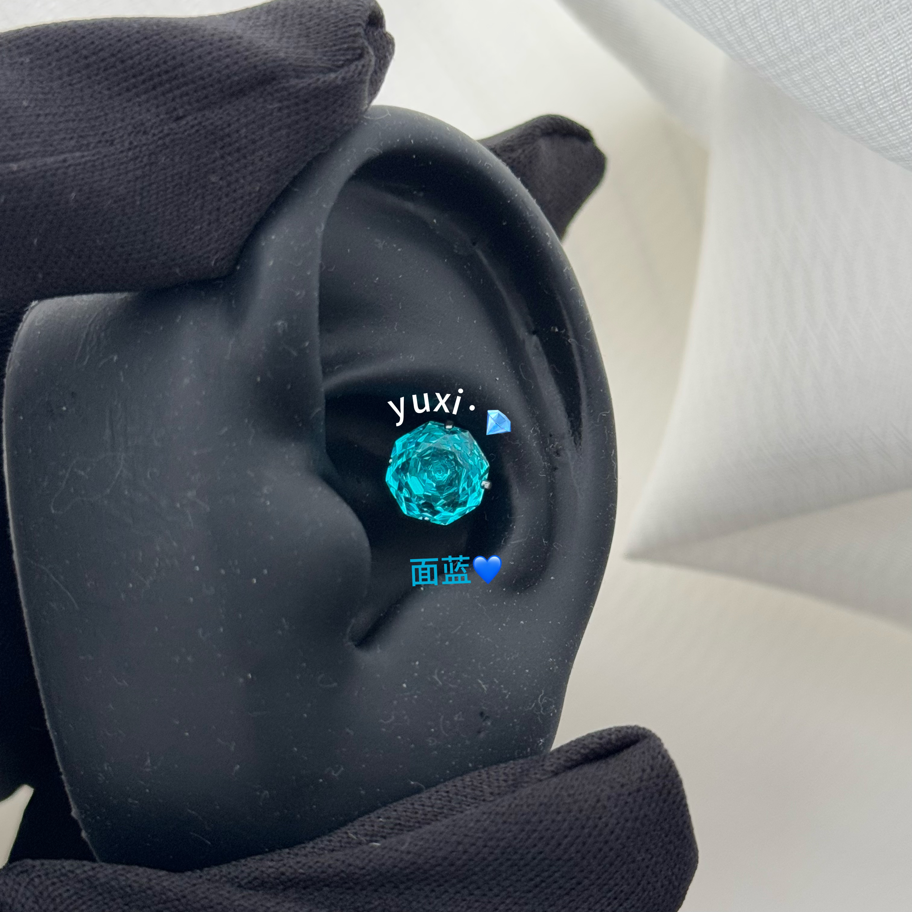 钛钢锆石耳饰 医用钛钢耳钉养耳洞千玺玫瑰切耳蜗钉时尚耳骨钉