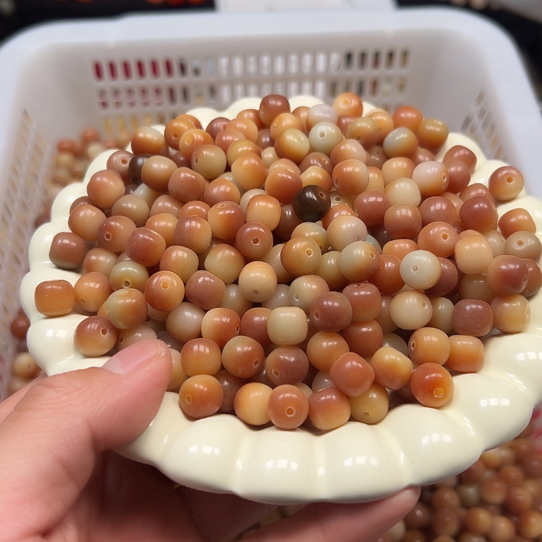 手串菩提根/象牙果110颗10尺寸敦煌色桶珠