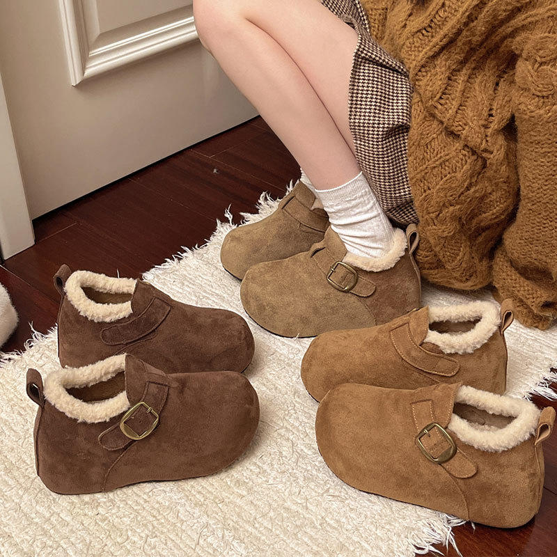 【WENJI】25ss厚底内增高小个子加绒勃肯鞋女款2025冬季新款毛毛