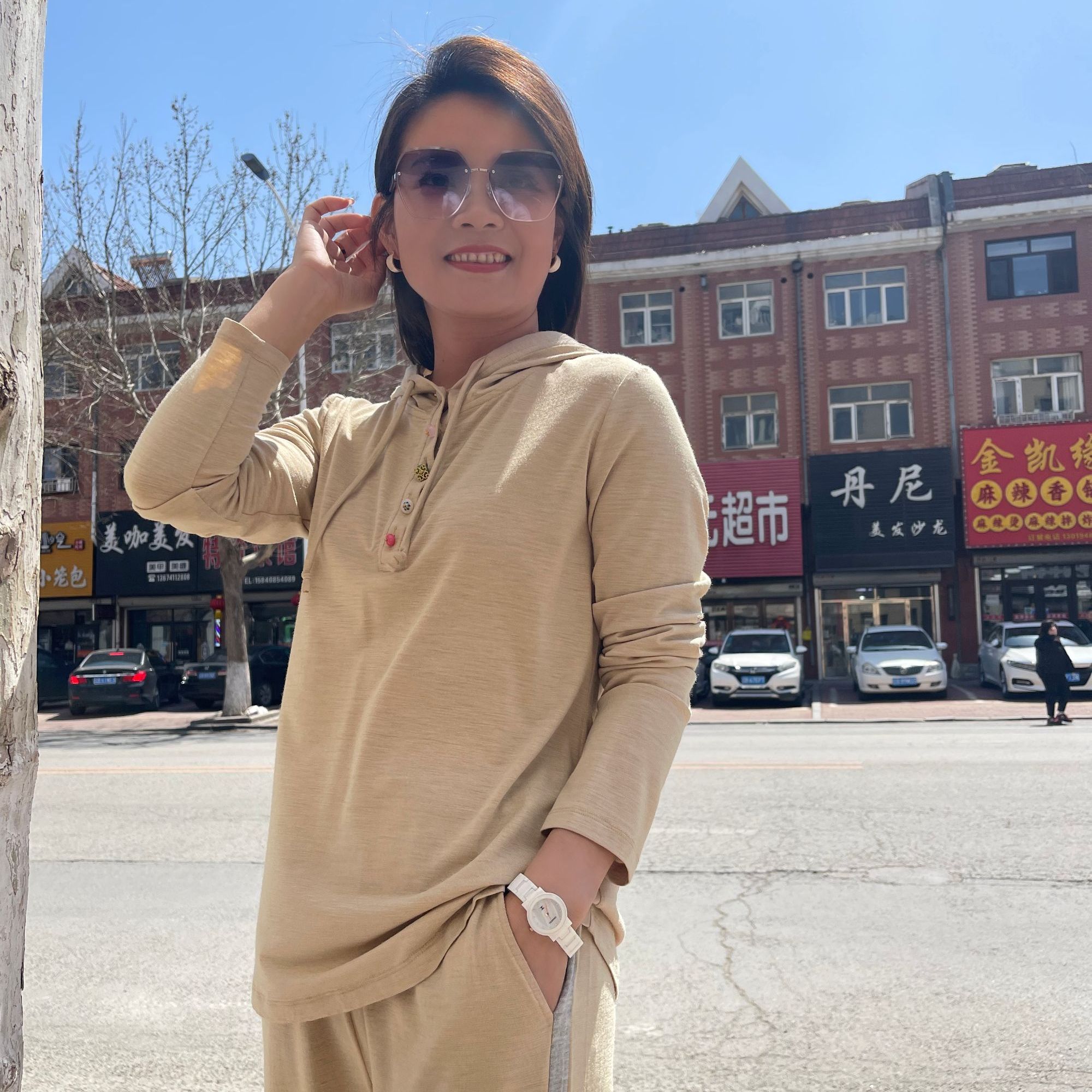 JW-【新款五彩扣】2025春季柞蚕丝女士防晒长袖原色舒适百搭上衣女