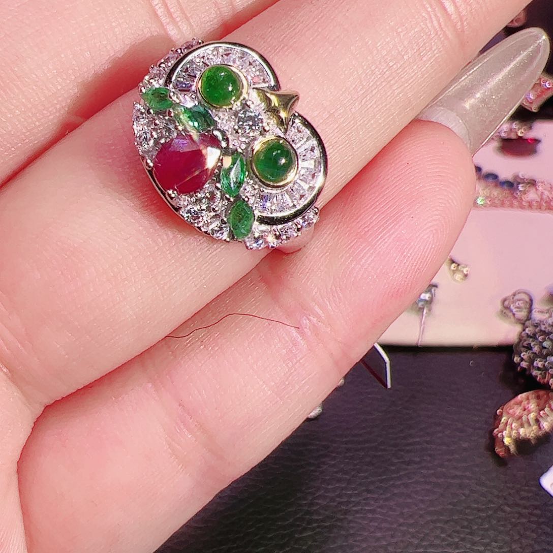 祖母绿多宝银S925镶嵌